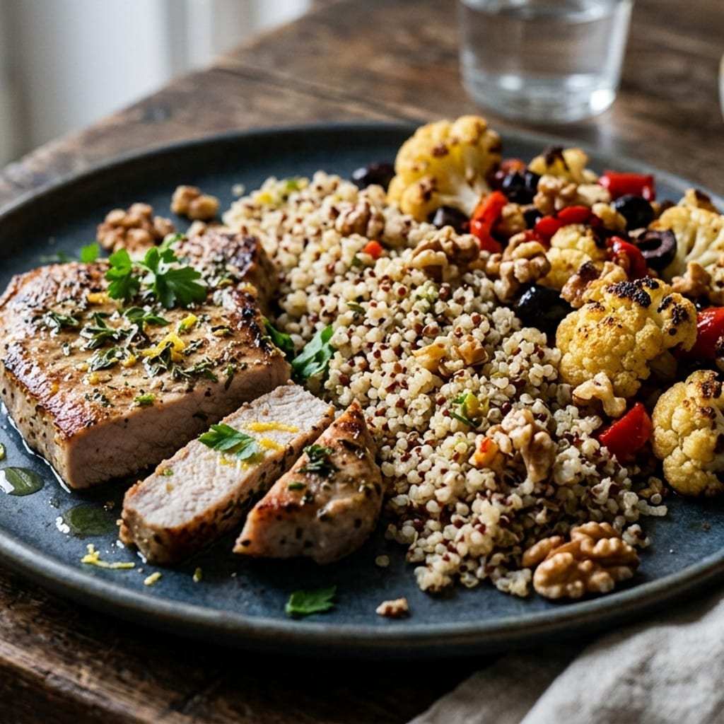 Mediterrán sertéskaraj – quinoa, karfiol