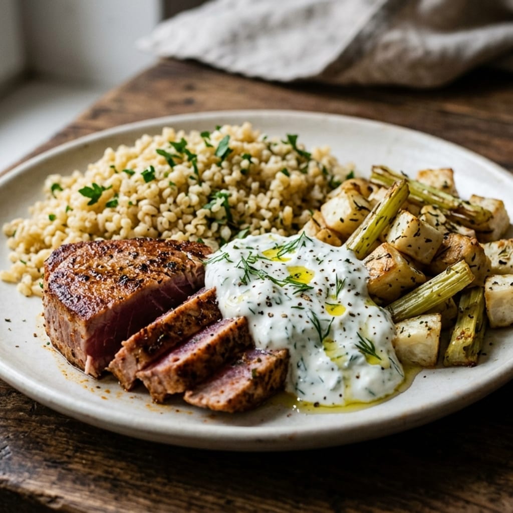 Fűszeres tonhal – bulgur, zeller