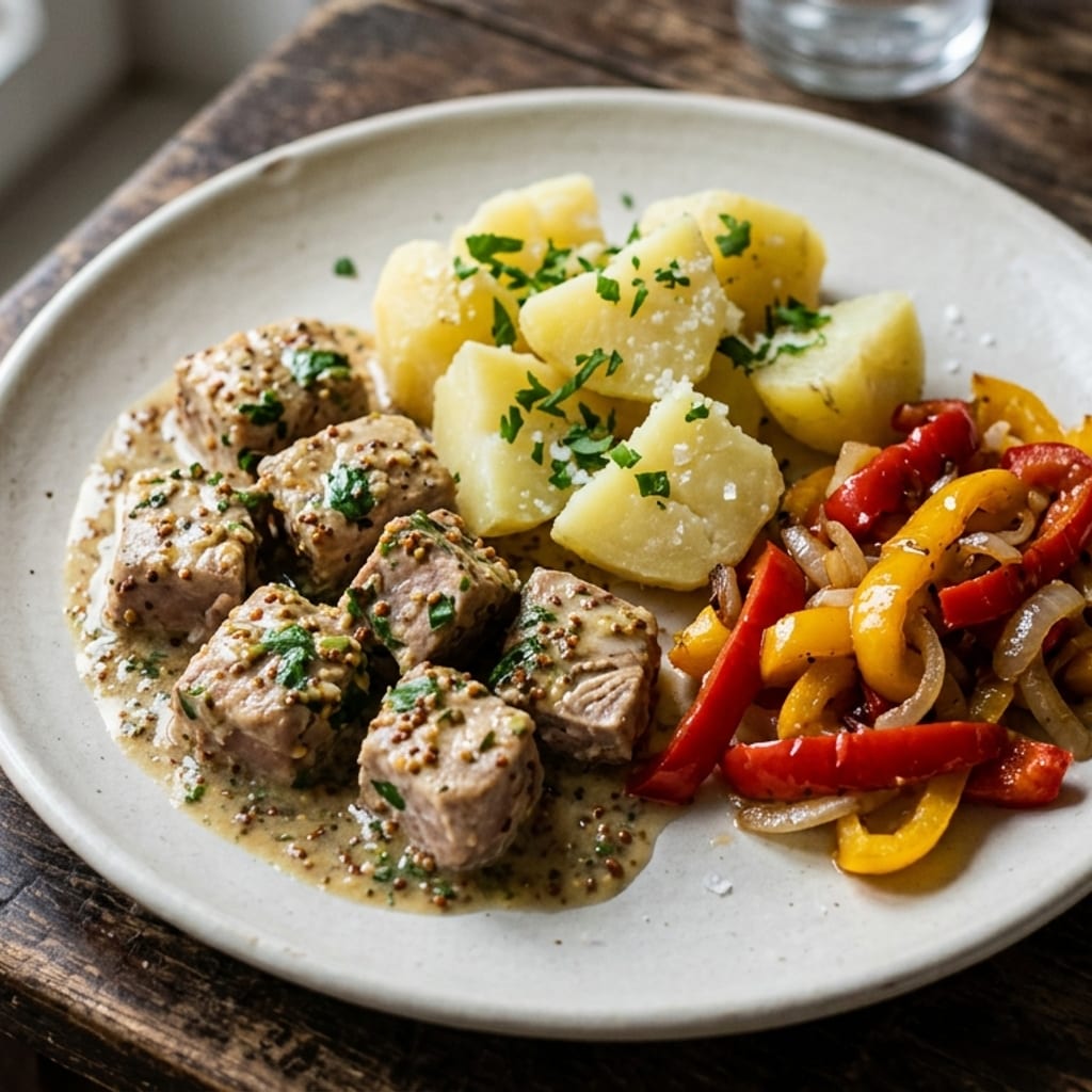 Serpenyős tonhal – főtt burgonya, kaliforniai paprika