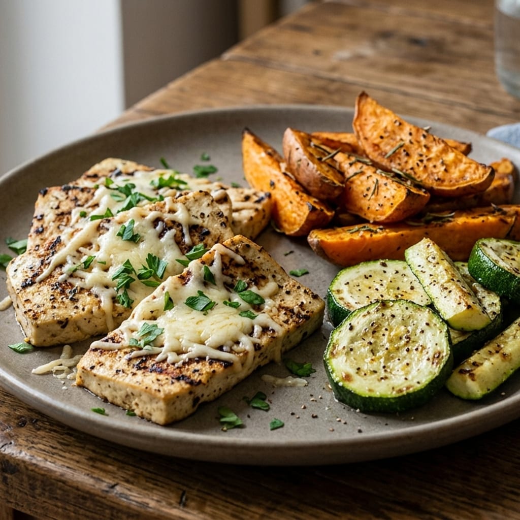 Grillezett tofu – édesburgonya, cukkini